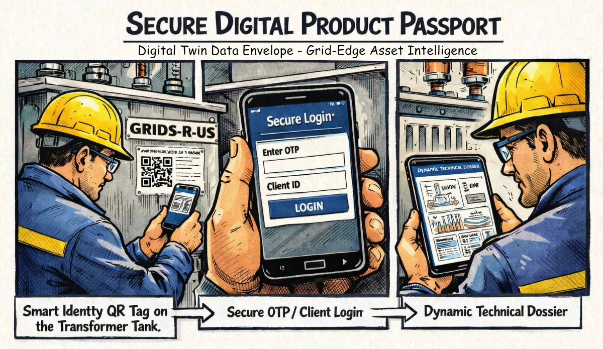 The Secure Digital Nameplate Storyboard - Physical QR Token to OTP Verification
